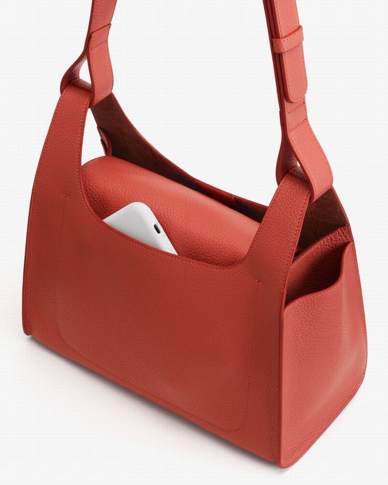 Cuyana Double Loop Women's Shoulder Bags Dark Coral | PMX4166EG