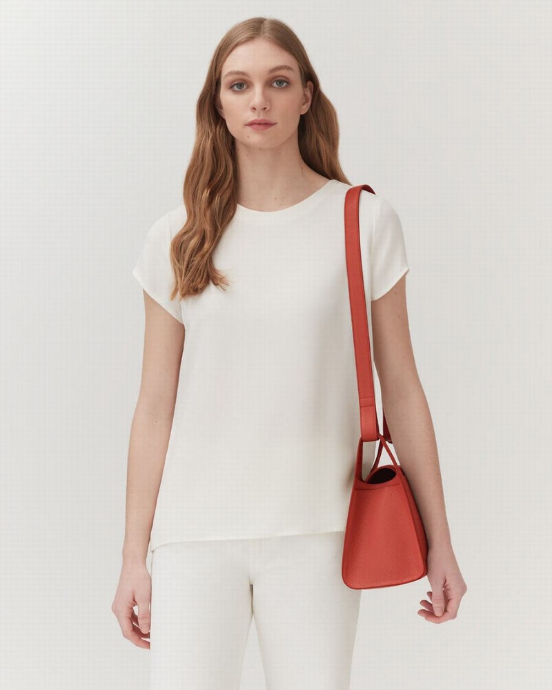 Cuyana Double Loop Women's Shoulder Bags Dark Coral | PMX4166EG