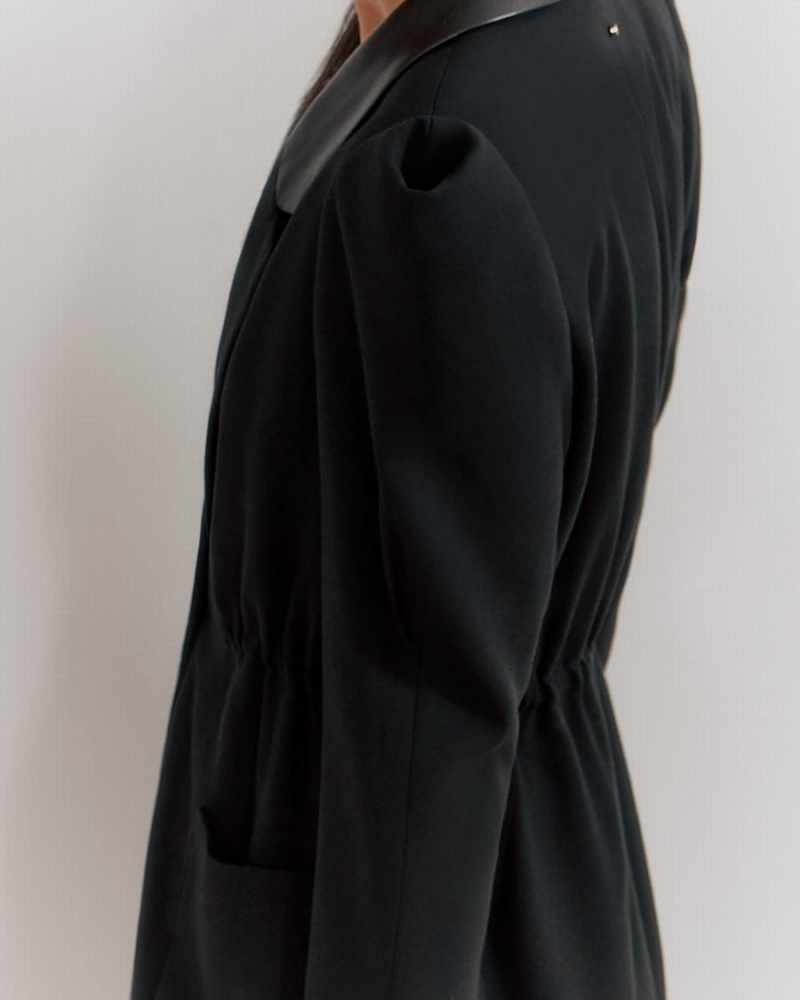 Cuyana Draped Sleeve Women's Blazers Black | SFQ9149LQ