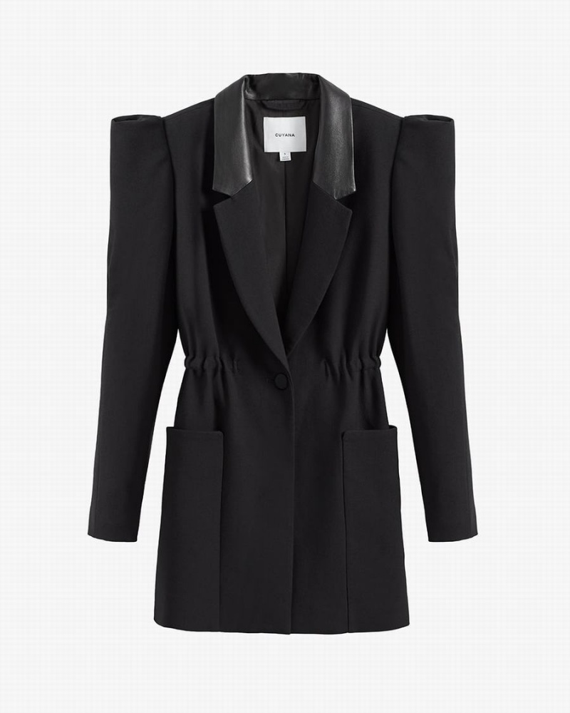 Cuyana Draped Sleeve Women\'s Blazers Black | SFQ9149LQ