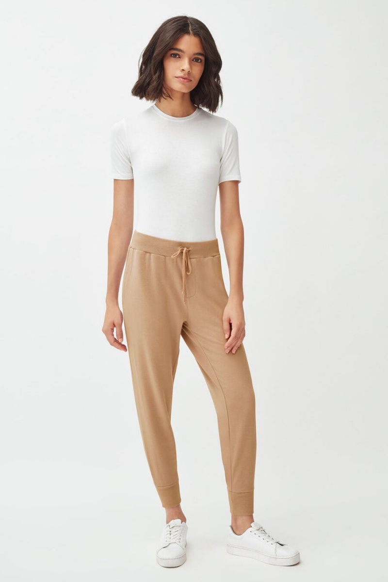 Cuyana French Terry Tapered Lounge Women's Pants Brown | AJT1833SS