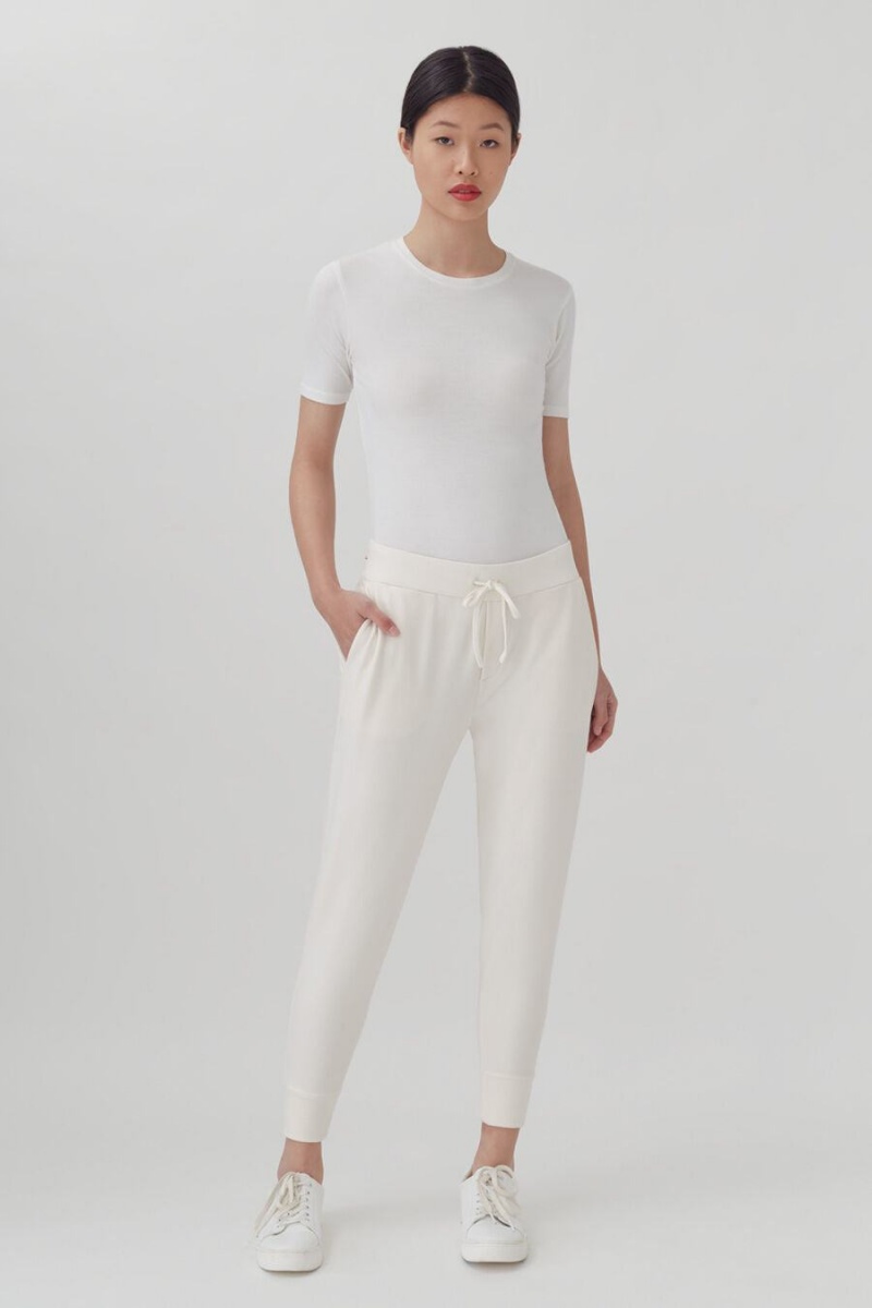 Cuyana French Terry Tapered Lounge Women's Pants White | AXH752SK