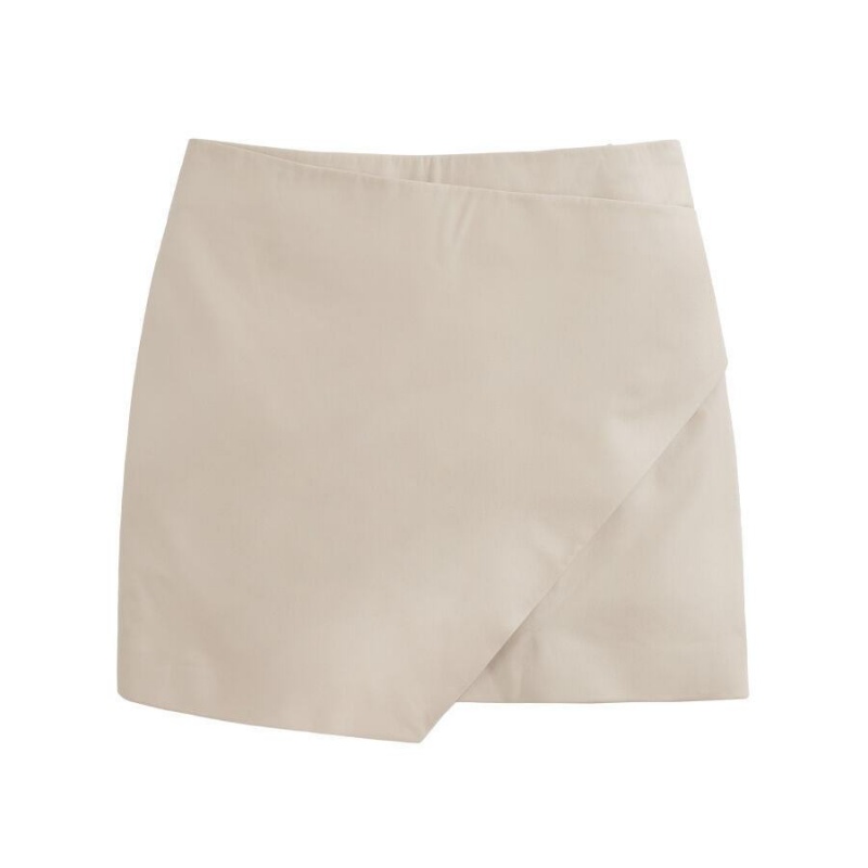 Cuyana Leather Paneled Mini Women\'s Skirts Cream White | YWY9692GI