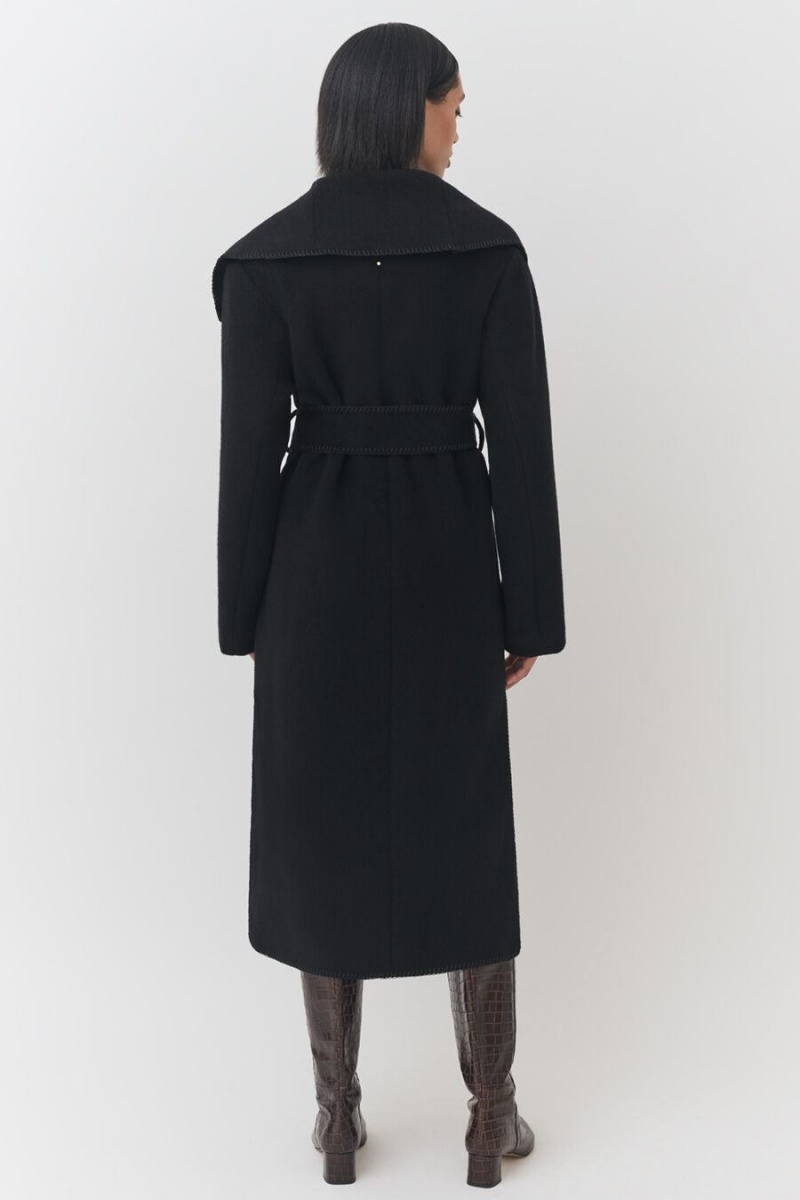 Cuyana Light Wool Wrap Women's Coats Black | THI6531SE