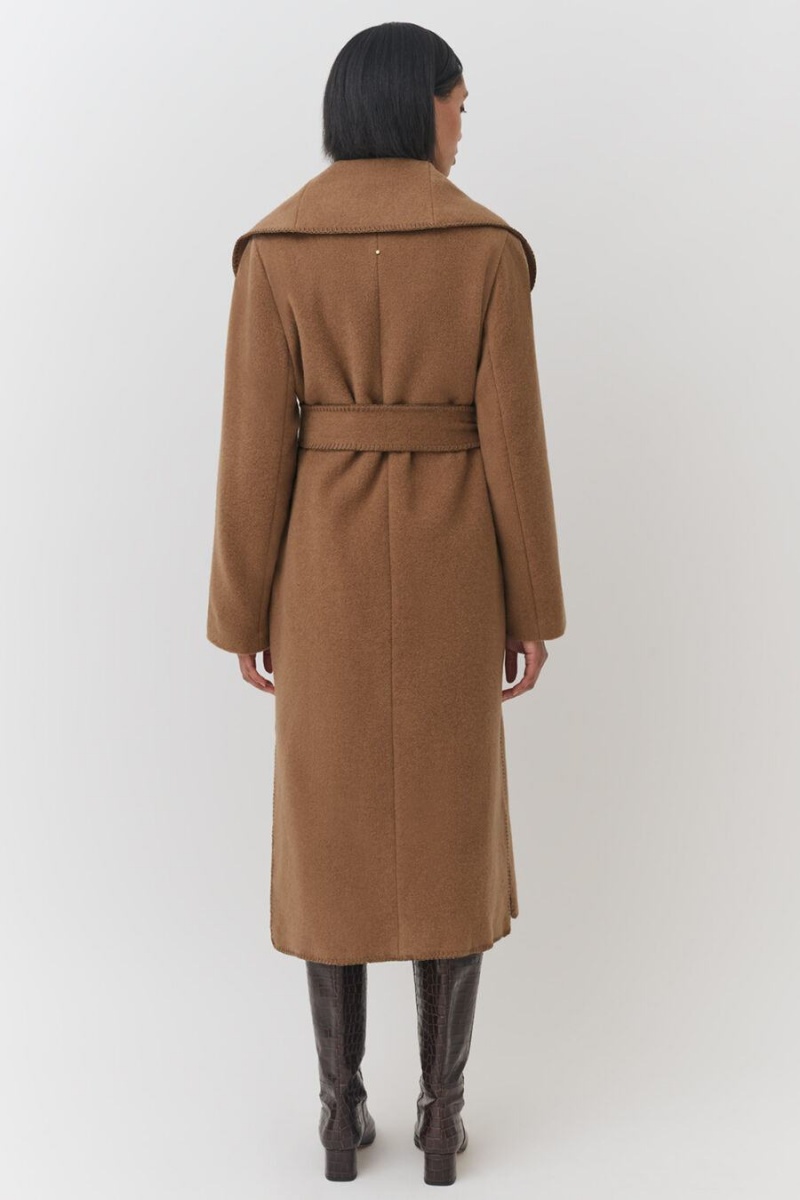 Cuyana Light Wool Wrap Women's Coats Brown | IUR803GI