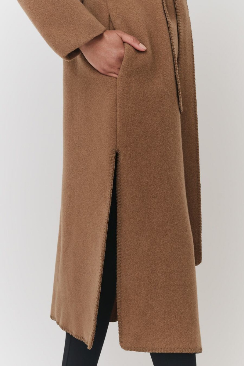 Cuyana Light Wool Wrap Women's Coats Brown | IUR803GI