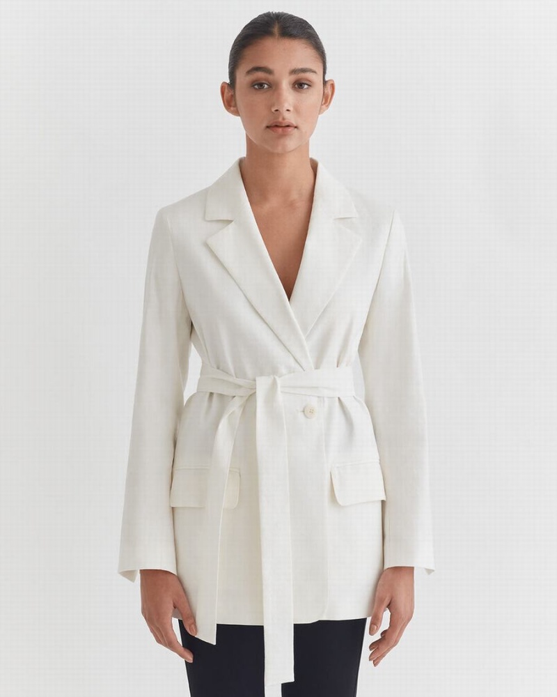 Cuyana Linen Relaxed Women's Blazers White | TTM5974TC