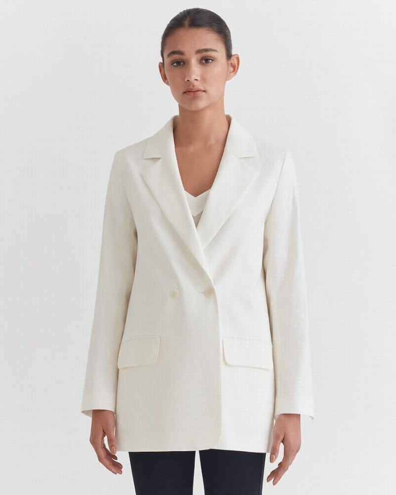 Cuyana Linen Relaxed Women's Blazers White | TTM5974TC