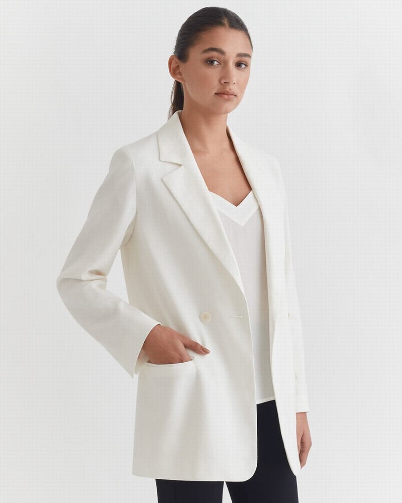 Cuyana Linen Relaxed Women's Blazers White | TTM5974TC