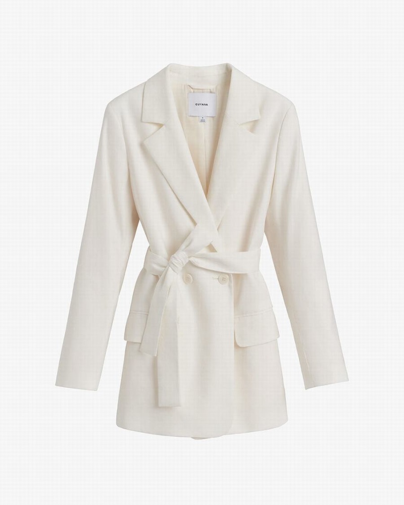 Cuyana Linen Relaxed Women\'s Blazers White | TTM5974TC