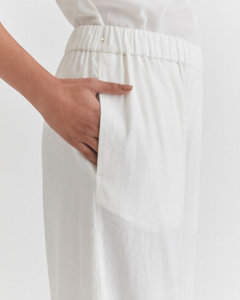 Cuyana Linen Wide Leg Women's Pants White | NSS653WM