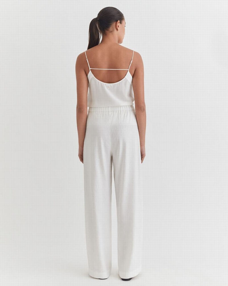 Cuyana Linen Wide Leg Women's Pants White | NSS653WM