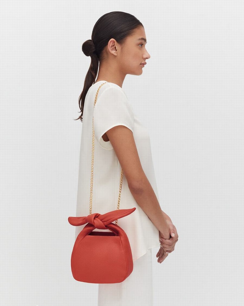 Cuyana Mini Bow Women's Shoulder Bags Dark Coral | TKS4796ML