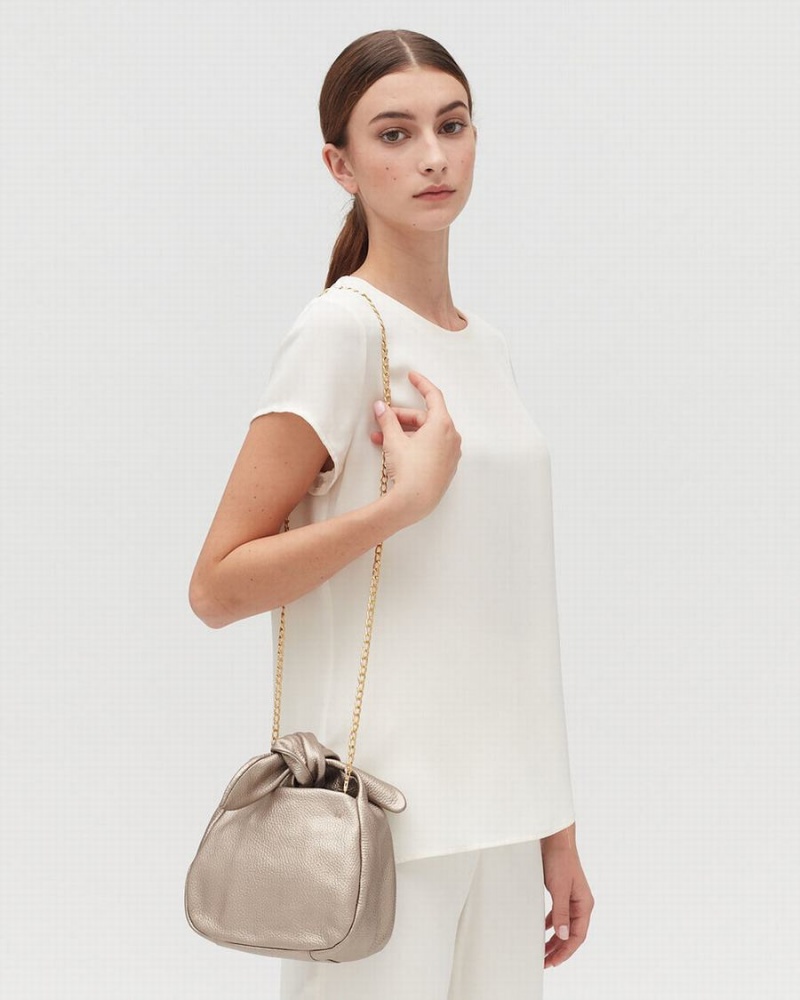 Cuyana Mini Bow Women's Shoulder Bags Gold | KPX4543FE