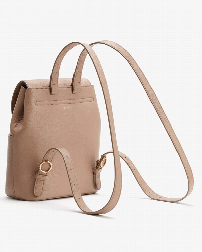 Cuyana Mini Leather Women's Backpacks Khaki | DJV4199QR