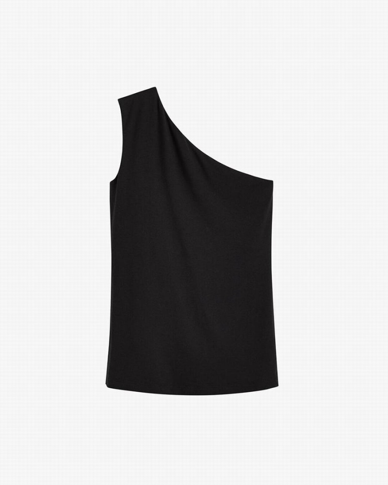 Cuyana One Shoulder Top Women\'s Tanks Black | CHH15KH