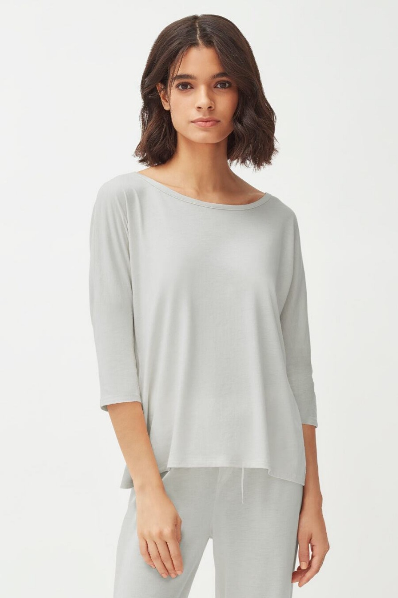 Cuyana Organic Pima Drape-Back Women's T Shirts Grey | YZB2386QD