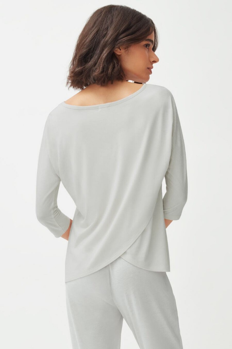 Cuyana Organic Pima Drape-Back Women's T Shirts Grey | YZB2386QD