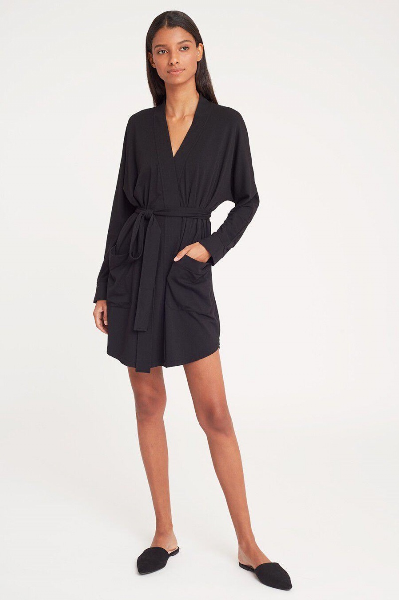 Cuyana Organic Pima Women's Robe Black | ZZS477EU