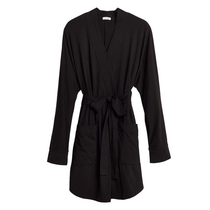 Cuyana Organic Pima Women\'s Robe Black | ZZS477EU