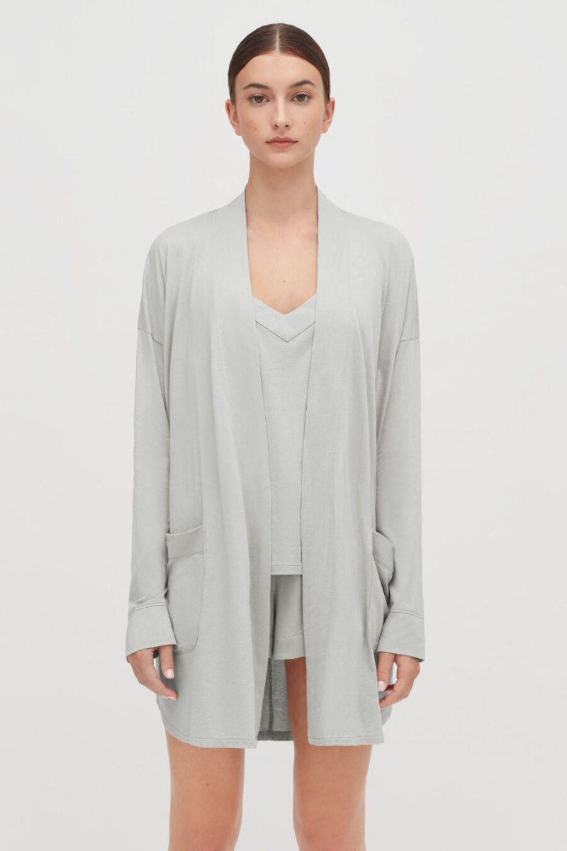 Cuyana Organic Pima Women's Robe Grey | IMR241YX