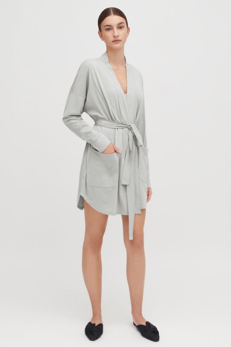 Cuyana Organic Pima Women's Robe Grey | IMR241YX