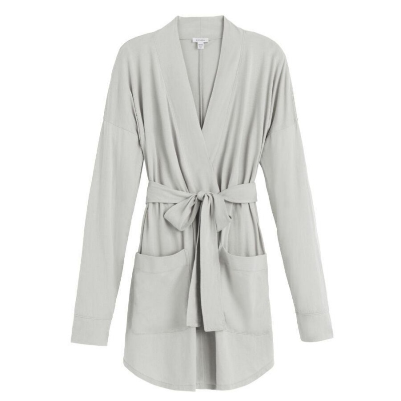 Cuyana Organic Pima Women\'s Robe Grey | IMR241YX