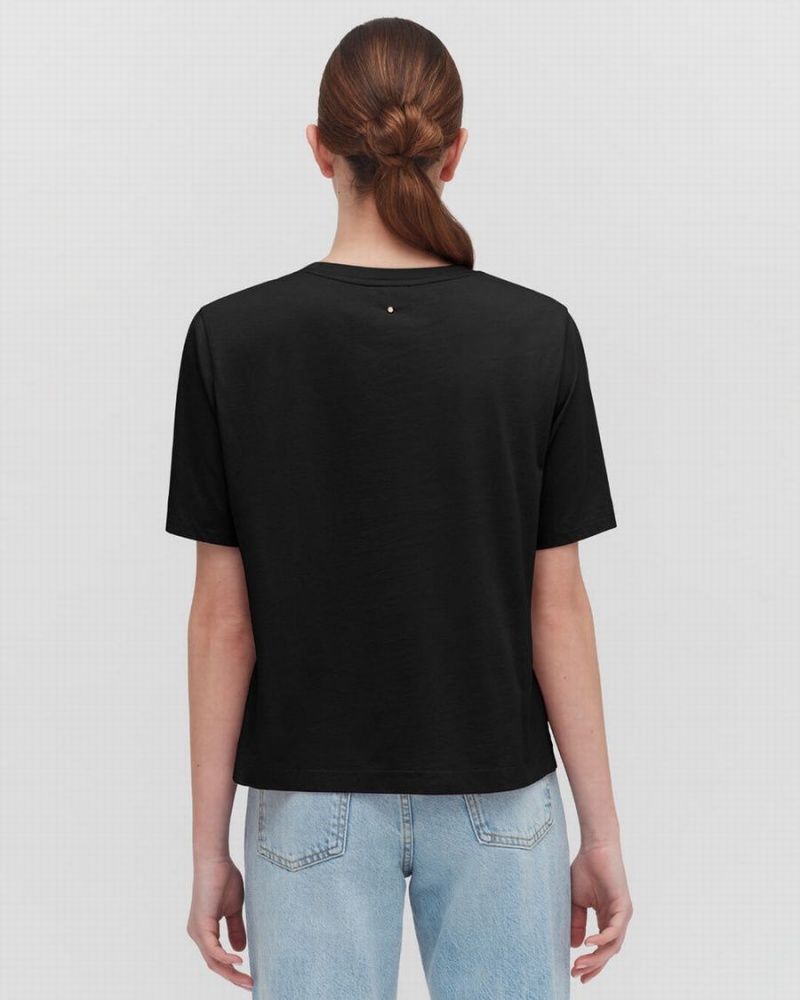 Cuyana Pima Cropped Tee Women's T Shirts Black | LHA9871OF