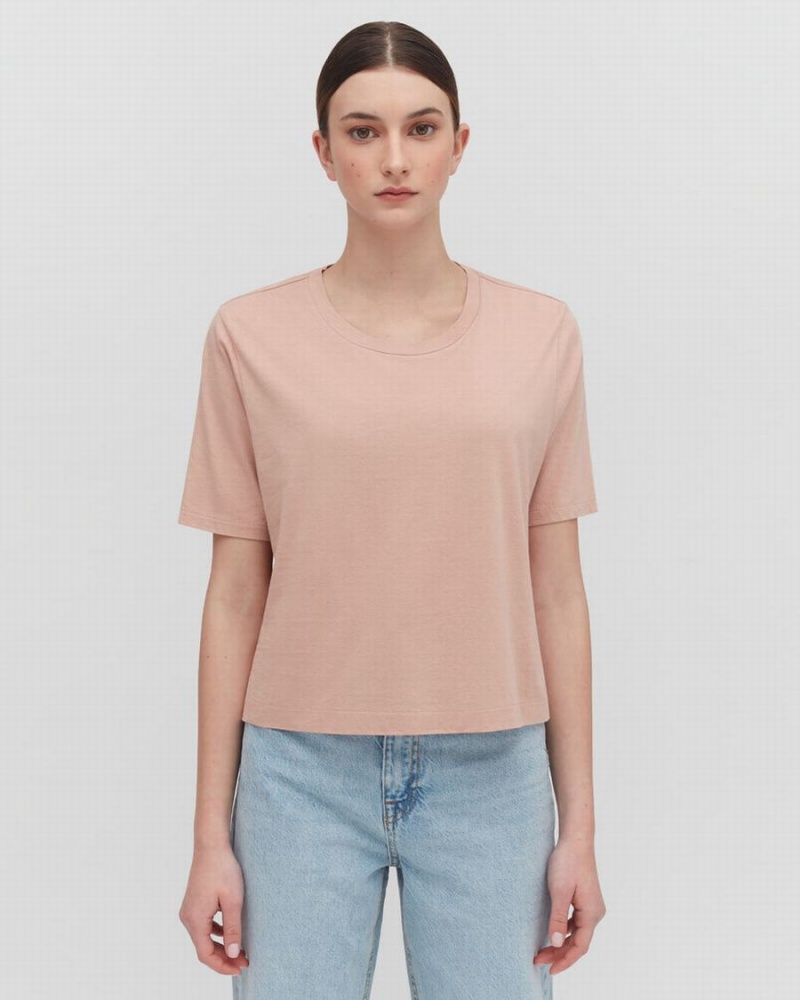 Cuyana Pima Cropped Tee Women's T Shirts Pink | MHD3971UZ