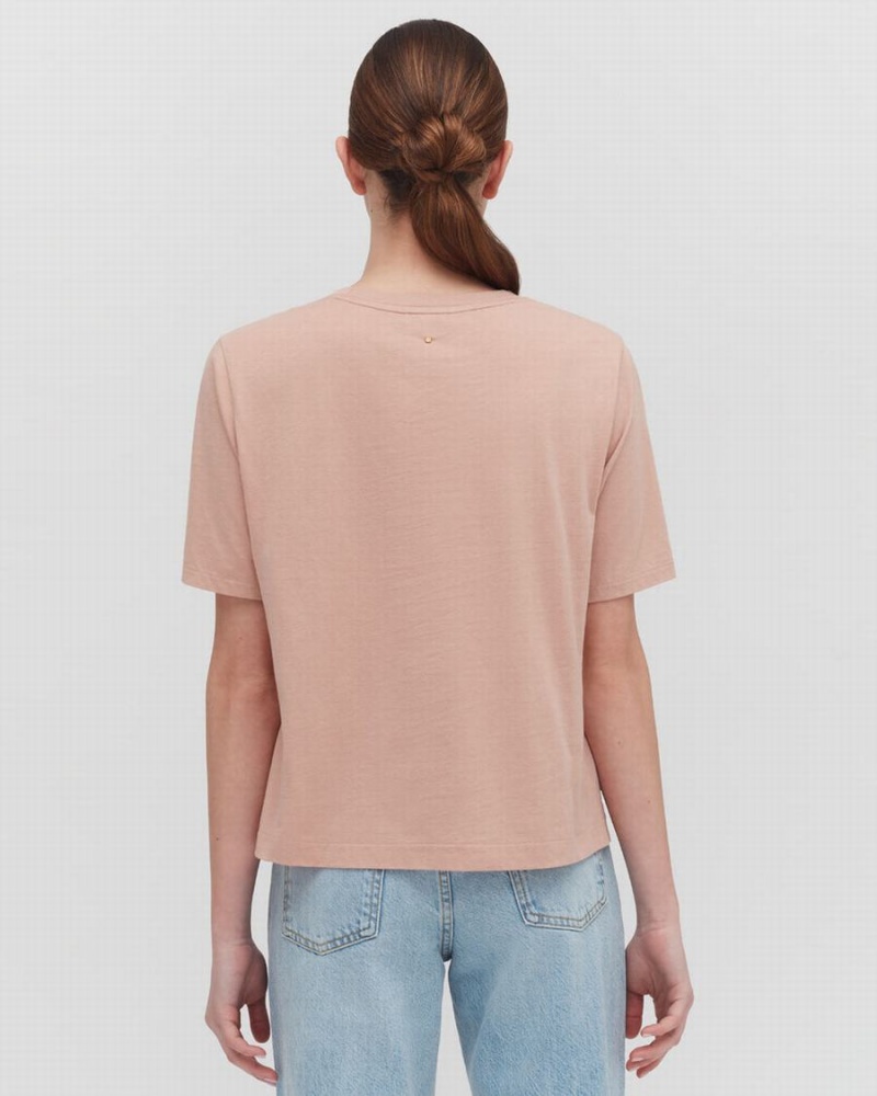 Cuyana Pima Cropped Tee Women's T Shirts Pink | MHD3971UZ