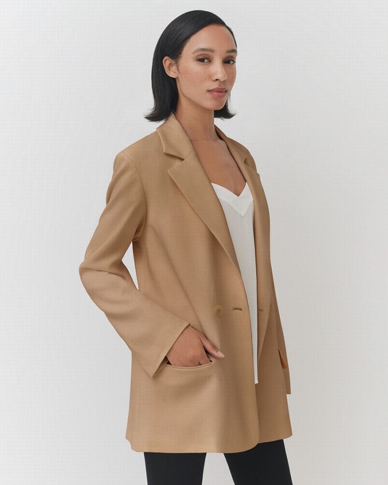 Cuyana Relaxed Women's Blazers Brown | CHK5773TM