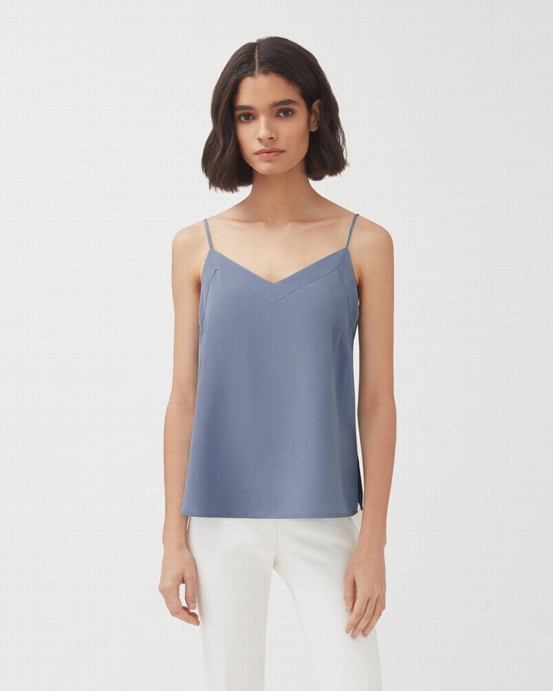 Cuyana Silk Cami Women's Tanks Blue | VOW8622BQ