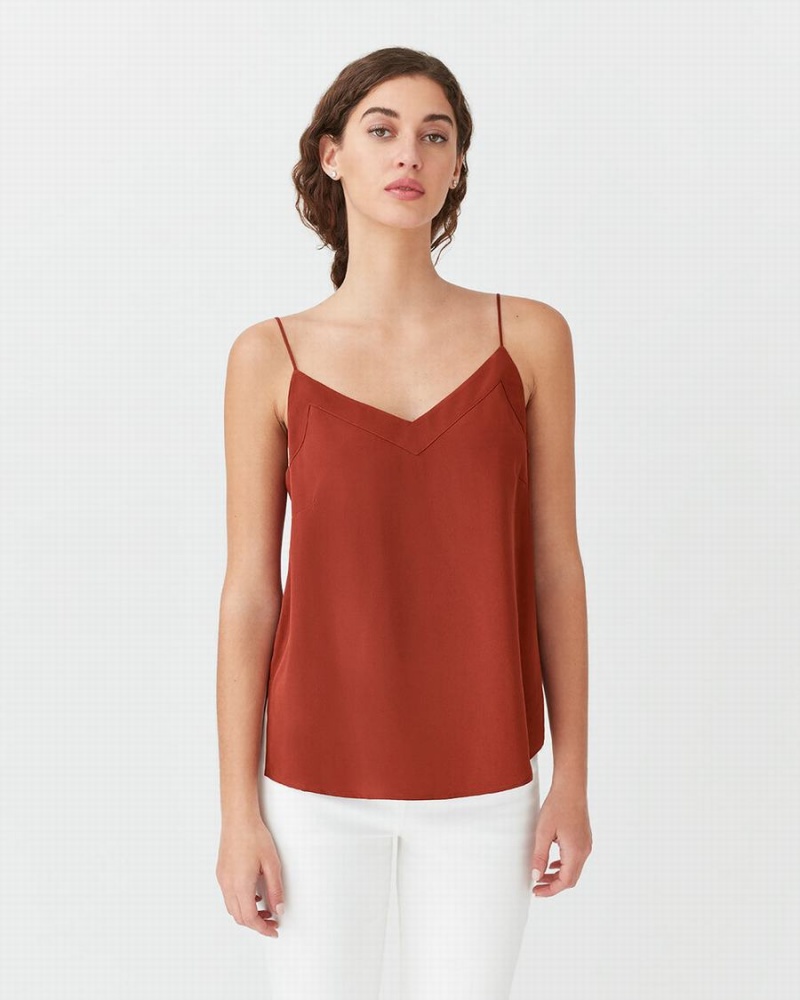 Cuyana Silk Cami Women's Tanks Red | EQG9654GO