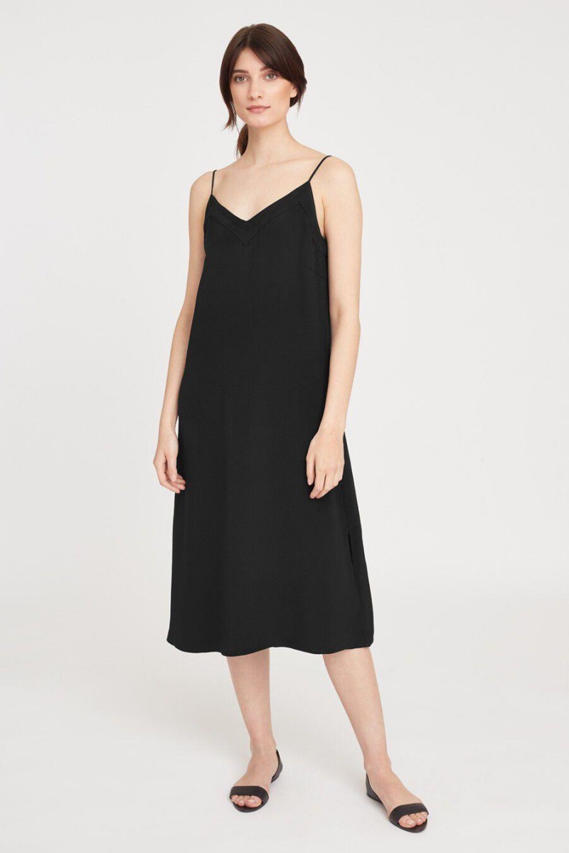 Cuyana Silk Slip Women's Dress Black | JVQ6412GT