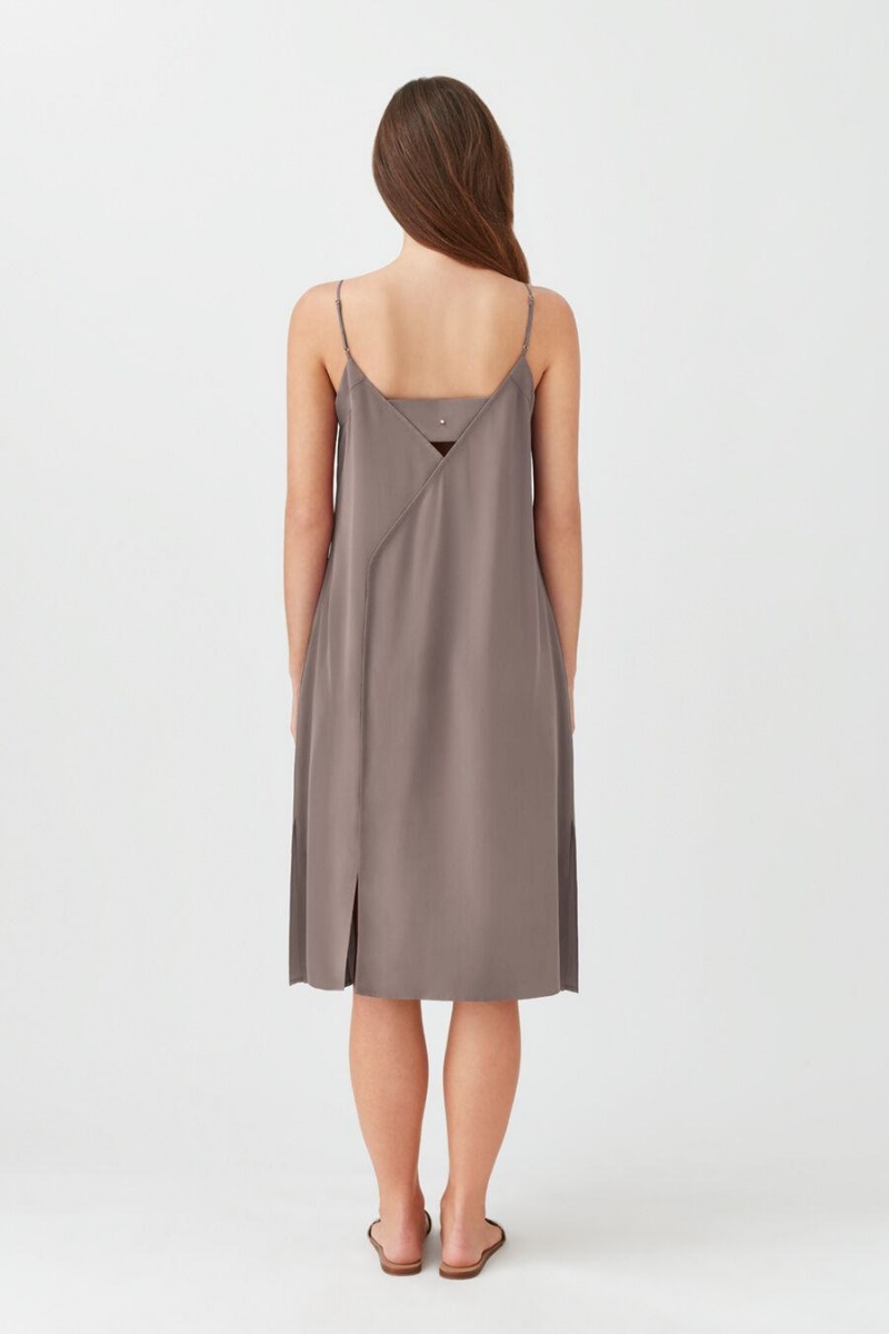 Cuyana Silk Slip Women's Dress Light Brown | CMC1911DT