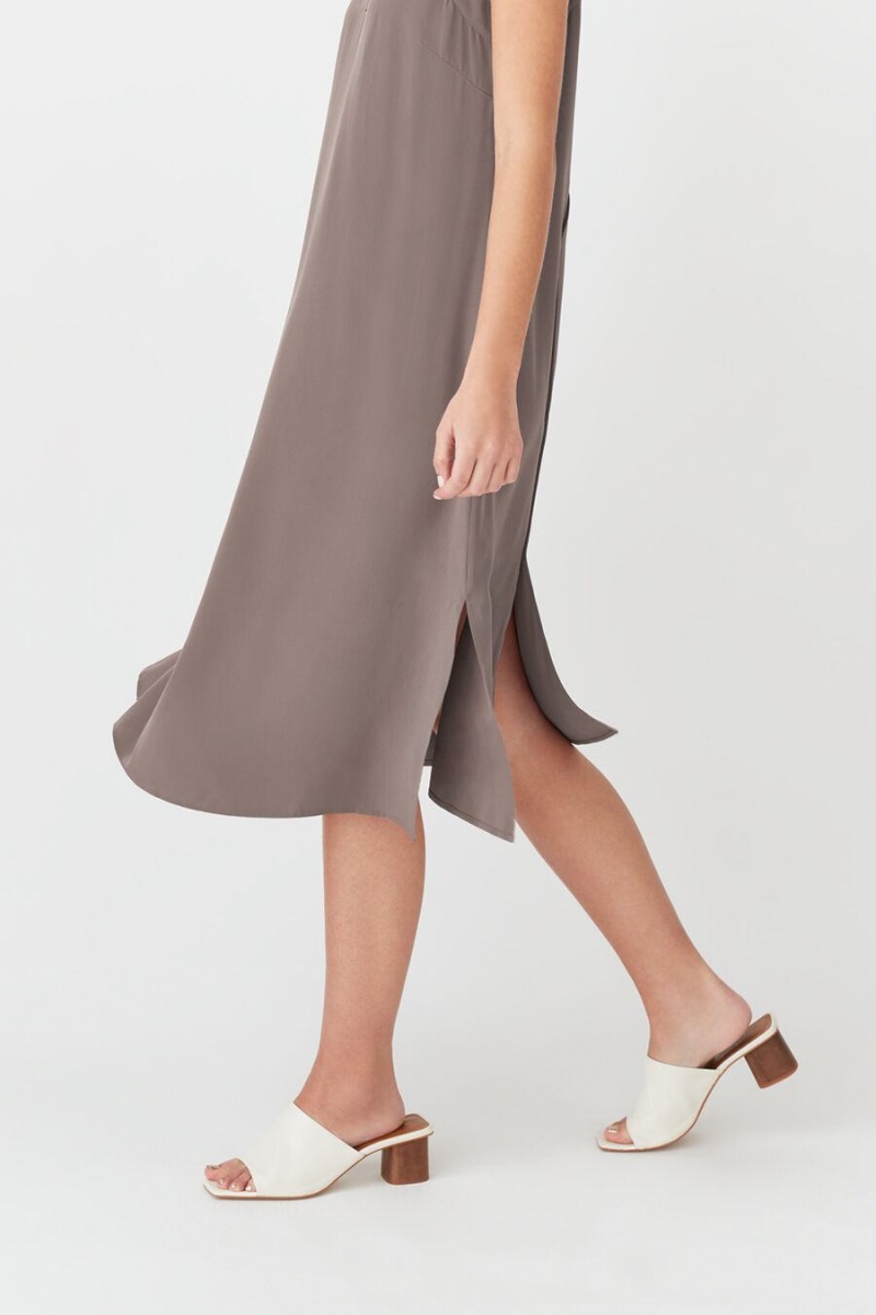 Cuyana Silk Slip Women's Dress Light Brown | CMC1911DT