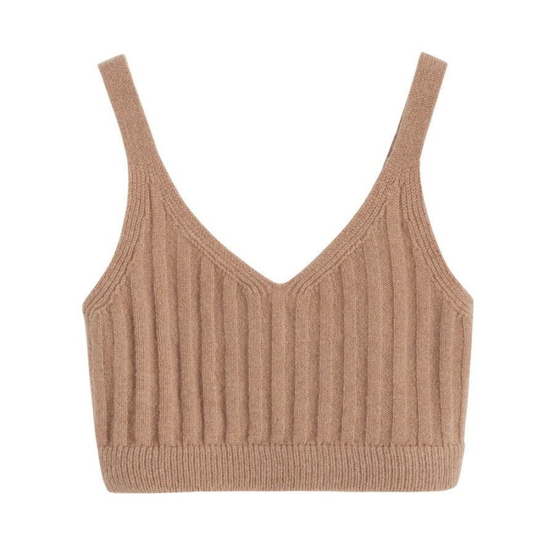 Cuyana Single-Origin Cashmere Bralette Women\'s Tanks Brown | XIG4686CD