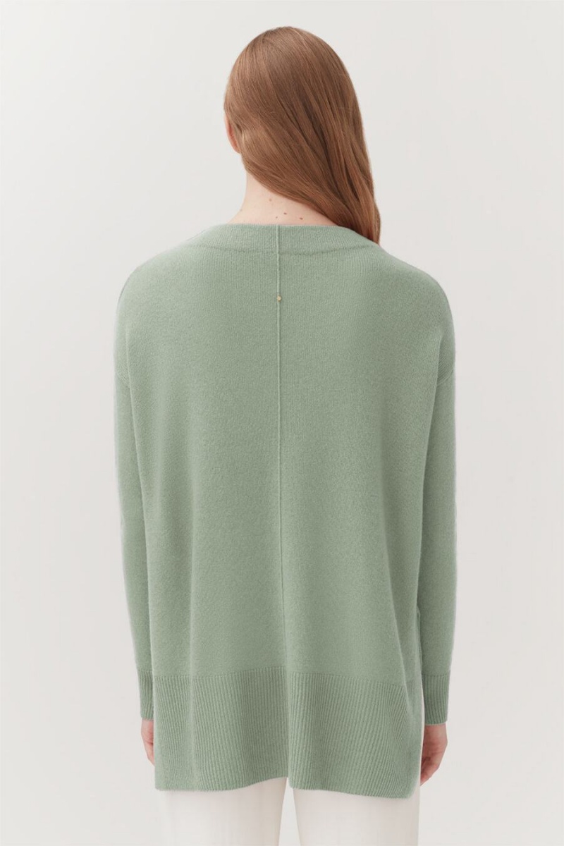 Cuyana Single-Origin Cashmere Funnel Neck Women's Sweaters Green | IWA8948GO