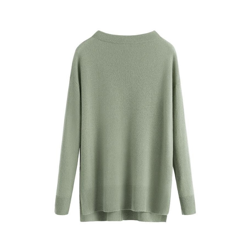 Cuyana Single-Origin Cashmere Funnel Neck Women\'s Sweaters Green | IWA8948GO