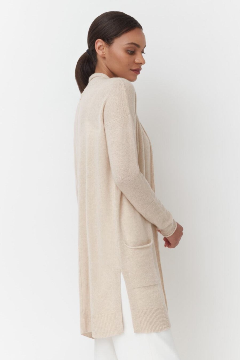 Cuyana Single-Origin Cashmere Long Women's Cardigan Beige | VBA6280ET