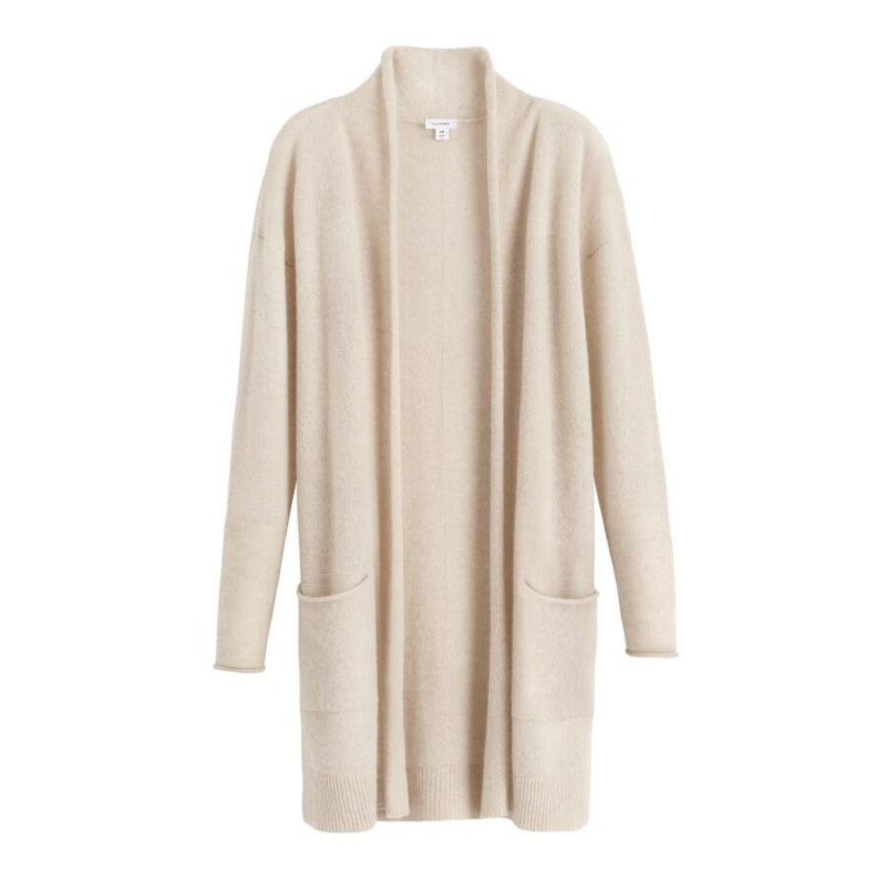 Cuyana Single-Origin Cashmere Long Women\'s Cardigan Beige | VBA6280ET