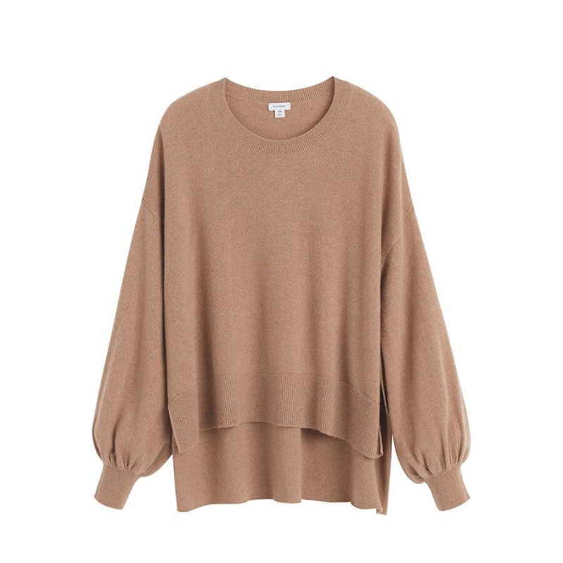 Cuyana Single-Origin Cashmere Open Side Women\'s Sweaters Brown | EAE5034AZ