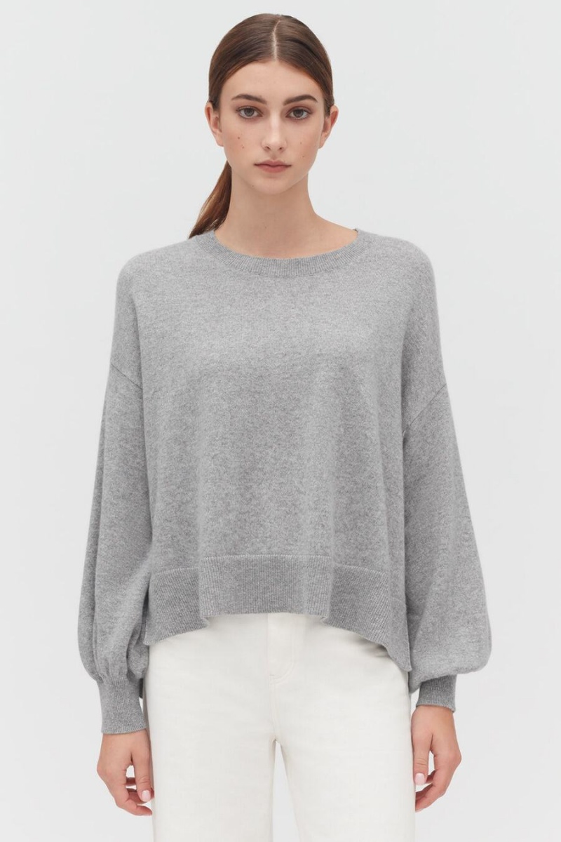 Cuyana Single-Origin Cashmere Open Side Women's Sweaters Light Grey | ZQT2812ZR