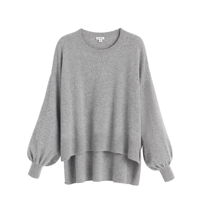 Cuyana Single-Origin Cashmere Open Side Women\'s Sweaters Light Grey | ZQT2812ZR