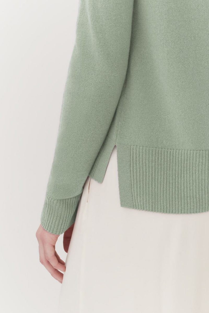 Cuyana Single-Origin Cashmere Scoop Neck Women's Sweaters Green | PDR2356KC