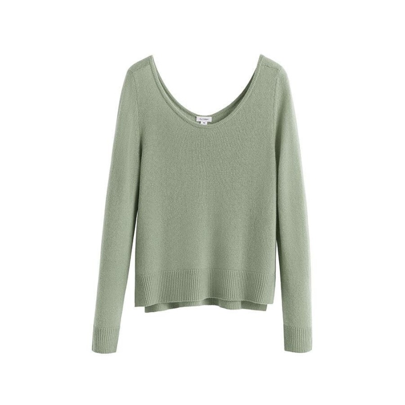 Cuyana Single-Origin Cashmere Scoop Neck Women\'s Sweaters Green | PDR2356KC