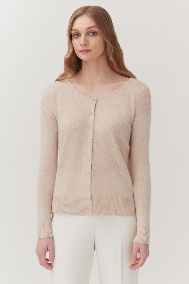 Cuyana Single-Origin Cashmere Women's Cardigan Beige | ECQ9862OC