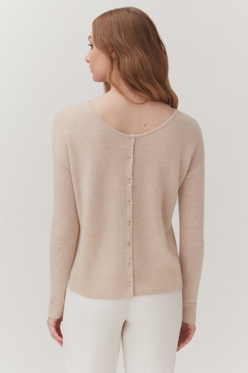 Cuyana Single-Origin Cashmere Women's Cardigan Beige | ECQ9862OC