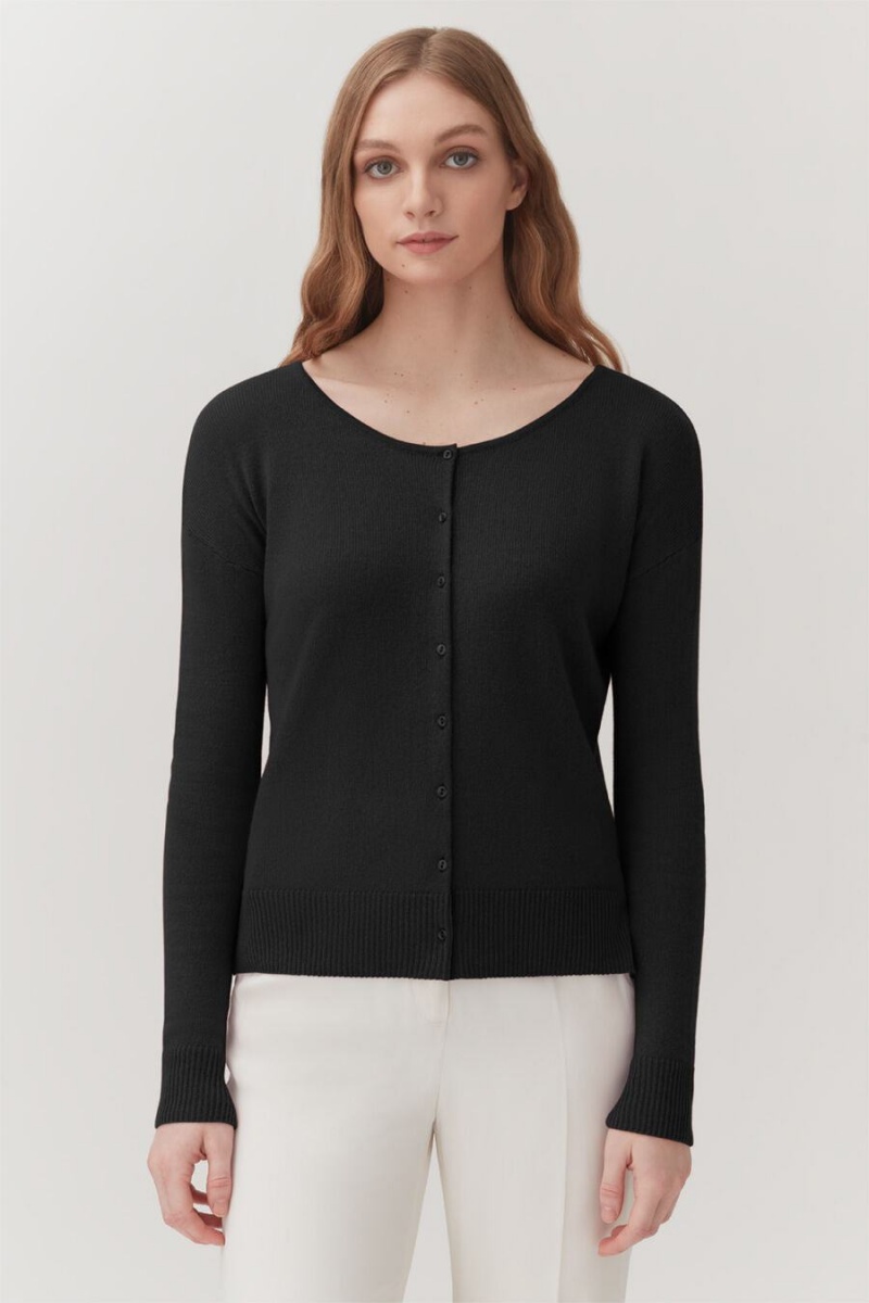 Cuyana Single-Origin Cashmere Women's Cardigan Black | RVY1473CU