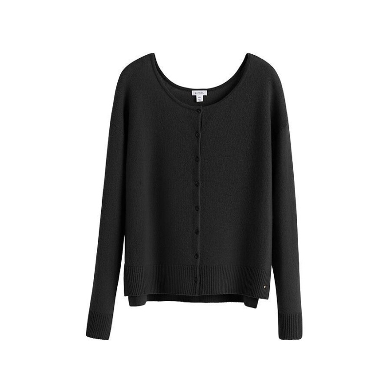 Cuyana Single-Origin Cashmere Women\'s Cardigan Black | RVY1473CU